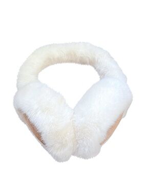 Plush Faux Fur Earmuffs White with Brown Details Size OS NWOT No Brand